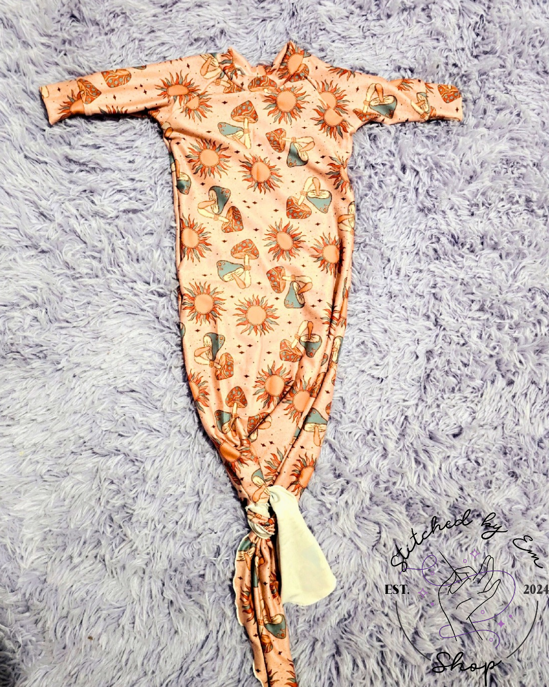Sunshine Mushie Knotted Gown 0/3m